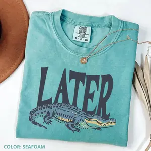Comfort Color Later Gator T- Shirt, Vintage 90s Style T-Shirt, Funny Graphic Alligator Tee, Gift For Him Or Her, Womenswear Basic Top,Gift ideas