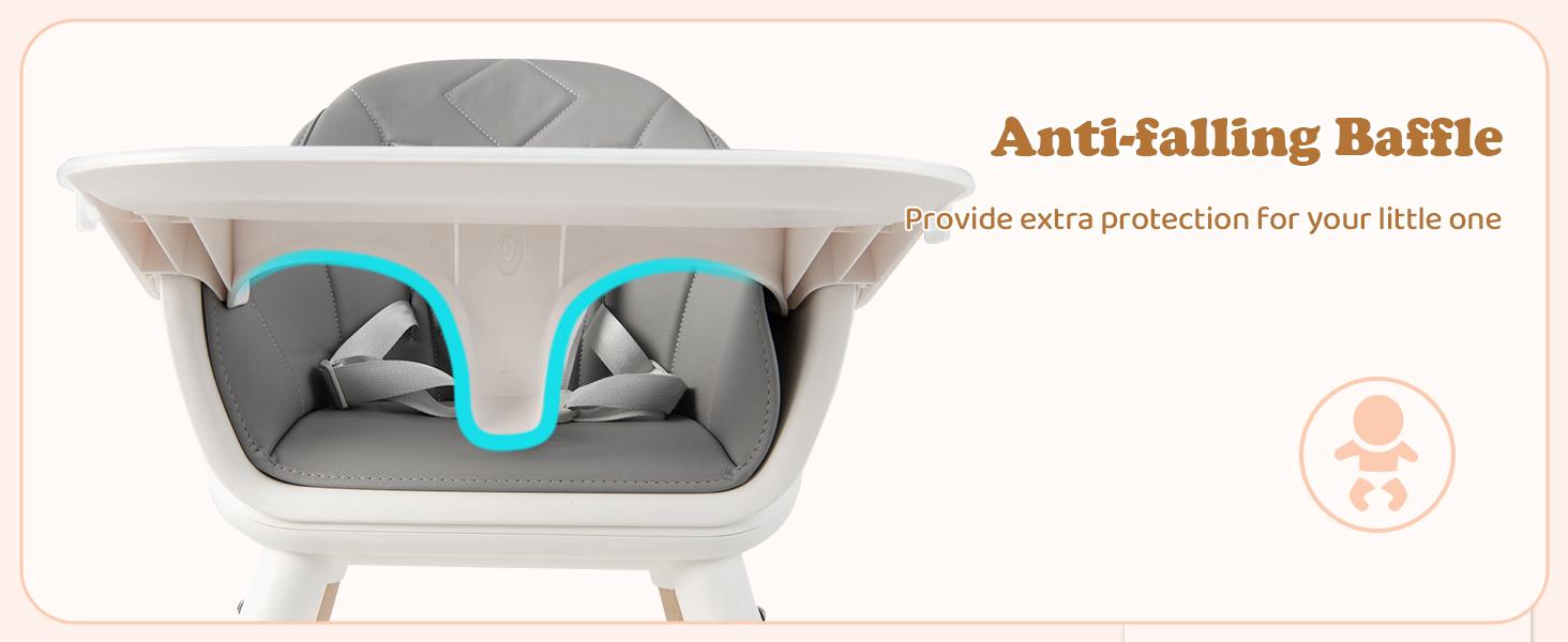 Costzon Baby High Chair, 6 in 1 Convertible Wooden High Chair for Babies & Toddlers with Adjustable Legs,, Safety Harness & Waterproof PU Cushion Costzon Baby High Chair, 6 in 1 Convertible Wooden High Chair for Babies & Toddlers with Adjustable Legs,, Safety Harness & Waterproof PU Cushion