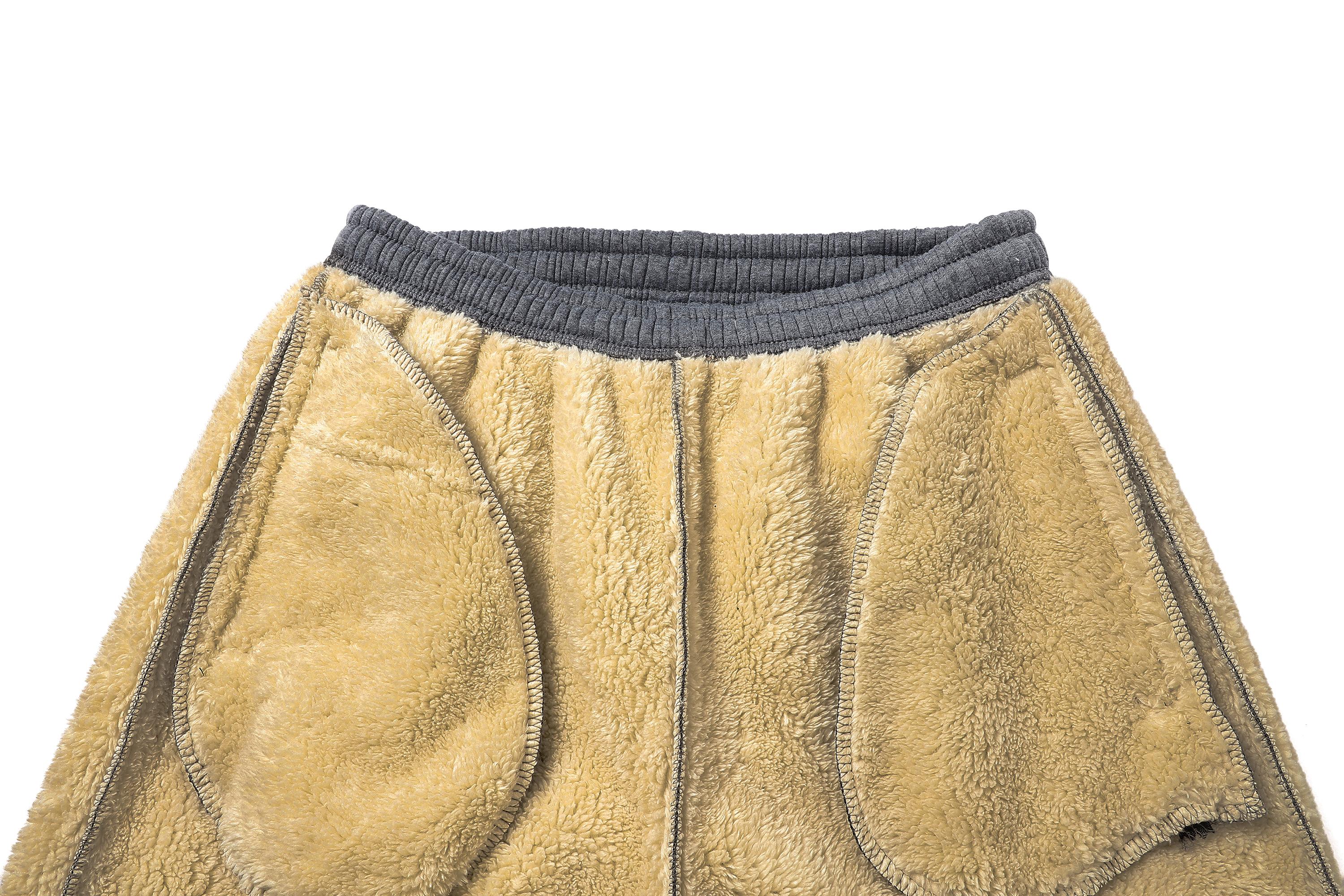 2-pack unisex warm casual long pants, featuring a versatile casual style, fleece lining for extra warmth and thickness, windproof and cold-resistant, durable and wrinkle-free, perfect for autumn and winter activities at school or outdoors Beige Sport