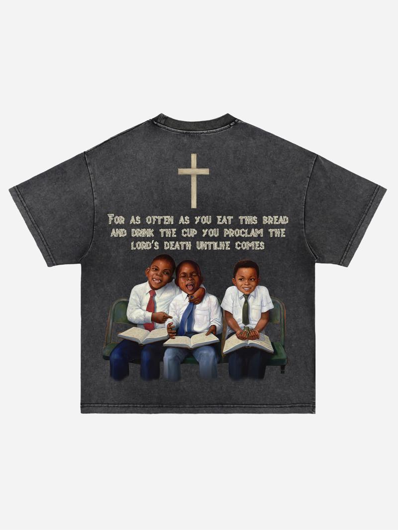 Sopula Studio Men's Streetwear First Sunday Old-color washed cotton Comfortable and stylish round-neck short-sleeved Tshirt