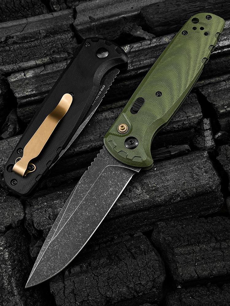 4300BK-02 CLA Folding Pocket Knife 3.4" CPM-MagnaCut Stainless Steel Black DLC Battlewash Plain Blade, G10 Handles with pocket clip Outdoor Hunting Survival knife Hiking self defense tactical knife Camping Fishing Tools EDC Knife