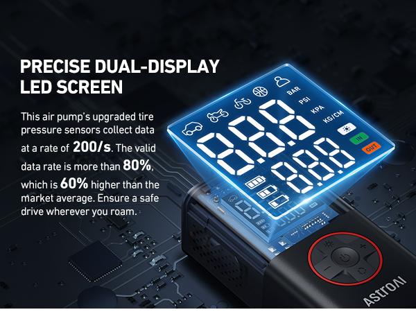 【Spring Glow Up】AstroAI L7 Tire Inflator Portable Air Compressor with Digital Dual Values Display, 150 PSI, LED Lights, Suitable for Cars, Motorcycles, Bikes, Balls