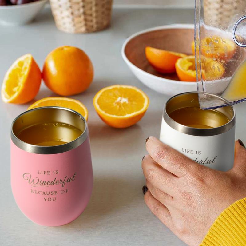 Stainless Steel Wine Tumbler 4 Pack,Insulated Wine Glasses Set with Lids and Straws, Wine Tumblers with sayings, (Multi-Color 4 Pack, 12 oz) Springtok