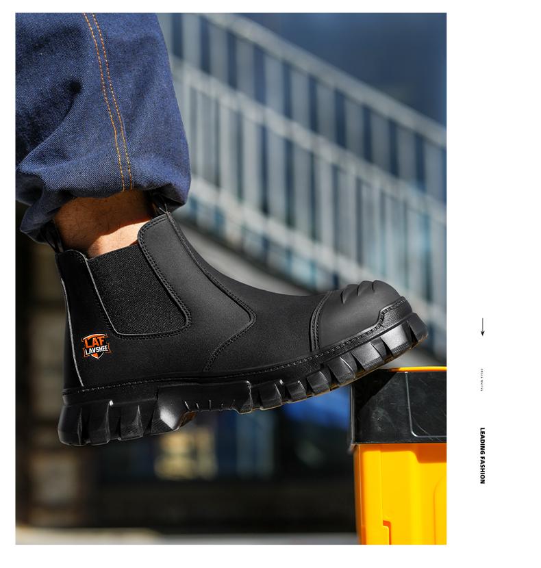 Lightweight steel toe brown anti slip work shoes - splash proof, smash proof, puncture proof, breathable safety shoes
