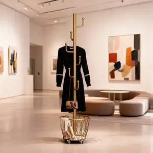 Single Pole Coat Rack with Wheels, Slim Design for Bedroom and Entryway