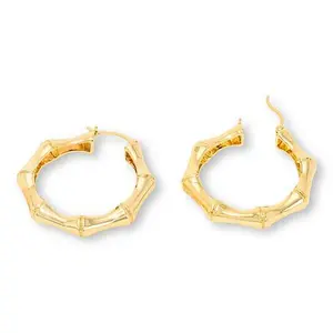 Bellezza Goldtone Bronze Bamboo Design Hoop Earrings
