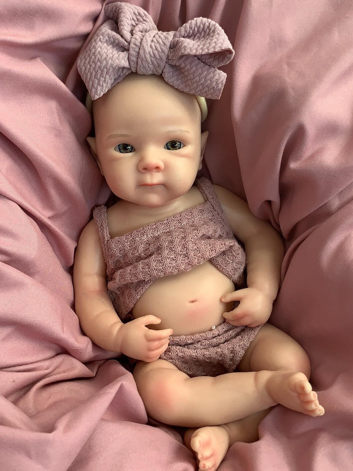 Reborn Baby Doll 13 Inch Full Body Soft Silicone Lifelike Newborn with Birth Certificate & Accessories Perfect Christmas Gift for Kids Aged 3+
