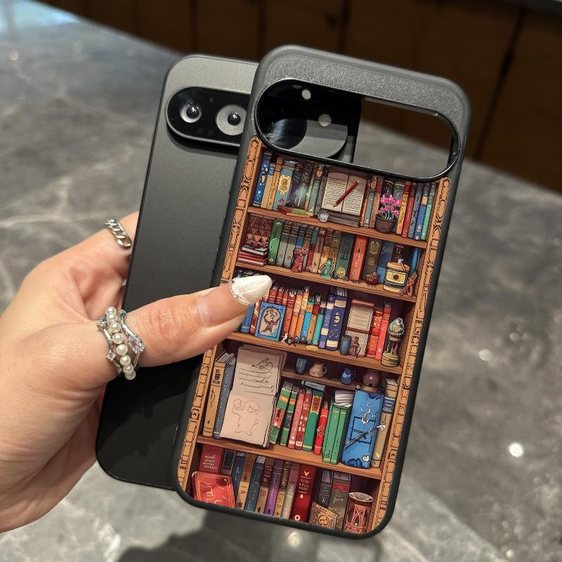 Compatible with iPhone 16 Pro Max /15/14/13/12/S25 Ultra/S24/S23/S22/Google Pixel 6/7/8/9 Phone Case  Bookshelf Pattern  phone case HN-SJ01
