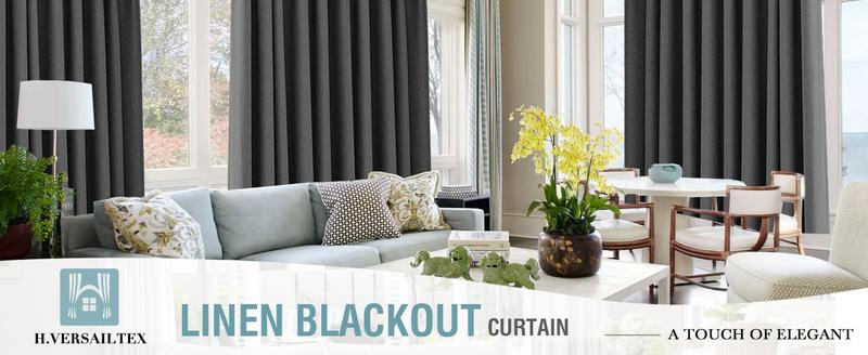 H.VERSAILTEX Linen Blackout Curtain 1 Panel for Bedroom/Living Room Thermal Insulated Grommet Linen Look Curtain Drapes Primitive Textured Burlap Effect Window Drapes