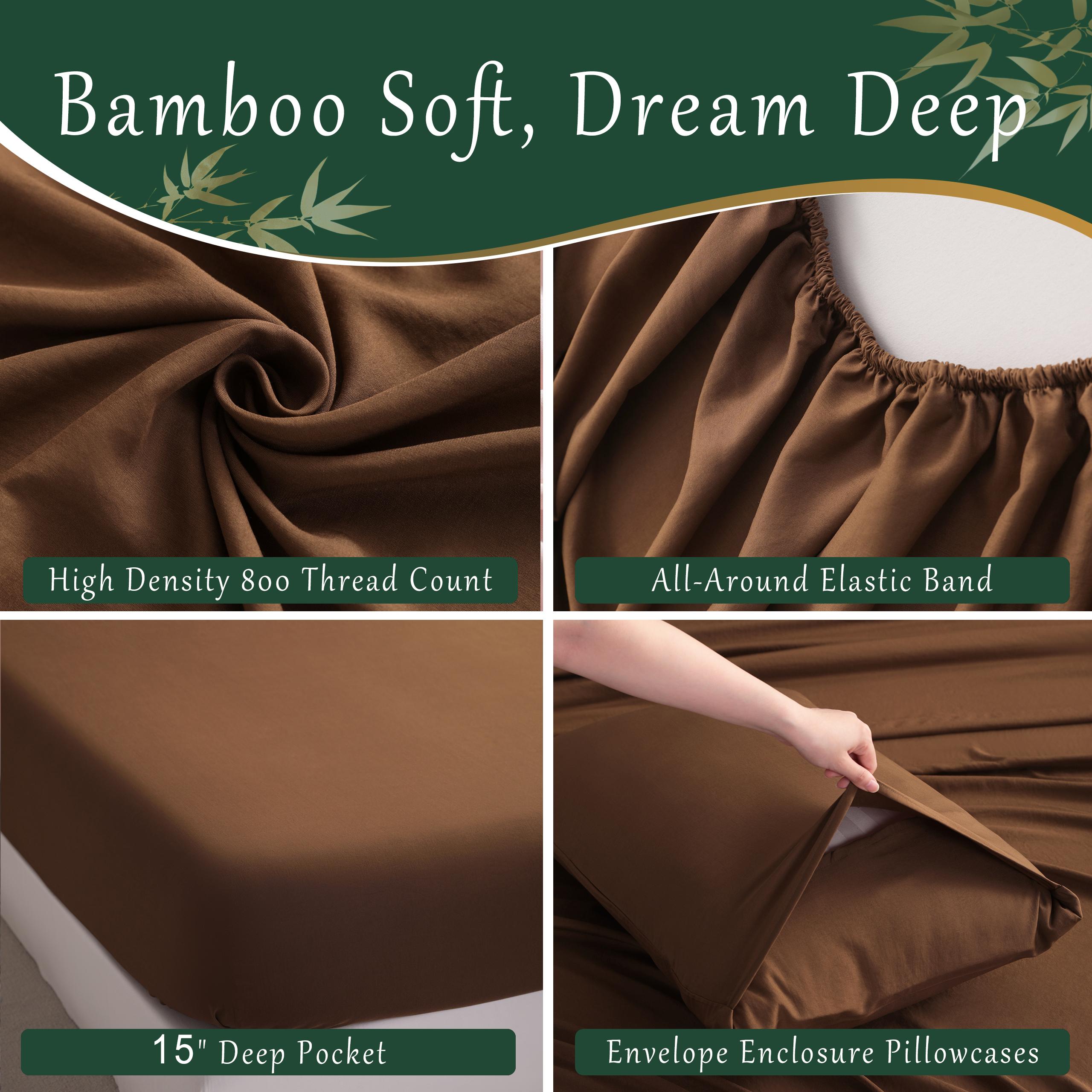 NTBAY 3/4 Pcs Bed Sheets Set - 55% Polyester & 45% Bamboo-Derived Rayon Blend - Cooling, Lightweight & Wrinkle Resistant (15" Deep Pocket) NTBAY 3/4 Pcs Bed Sheets Set - 55% Polyester & 45% Bamboo-Derived Rayon Blend - Cooling, Lightweight & Wrinkle Resistant (15" Deep Pocket)