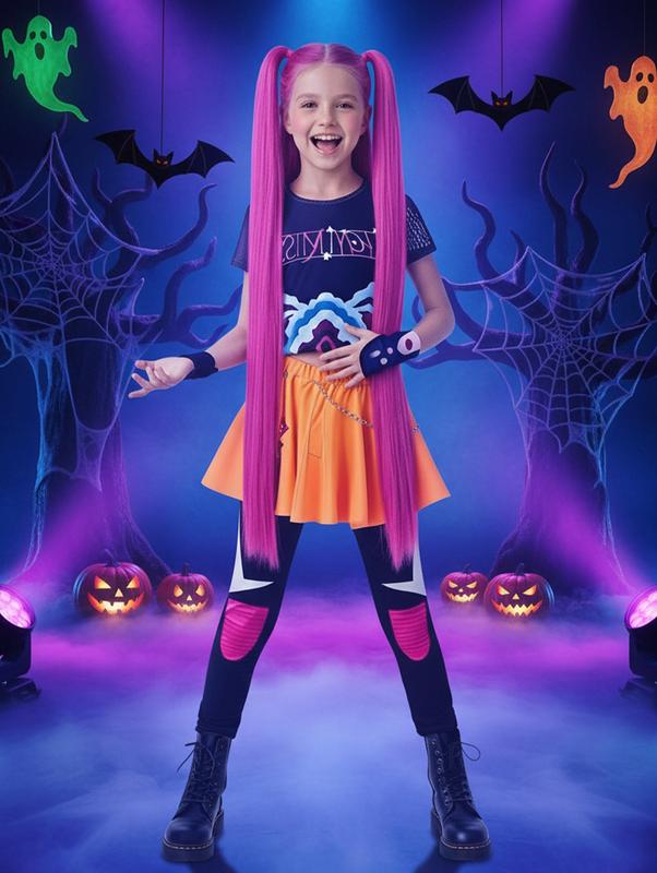 Kpop Demon Hunters Costume Rumi, Halloween Party, K-Pop Demon Hunters Costume Rumi Mira Zoey Outfit Cosplay Accessories, K-Pop Girls Cool Short Sleeve Crop Top Skirt Set, Mira Role Play Costume