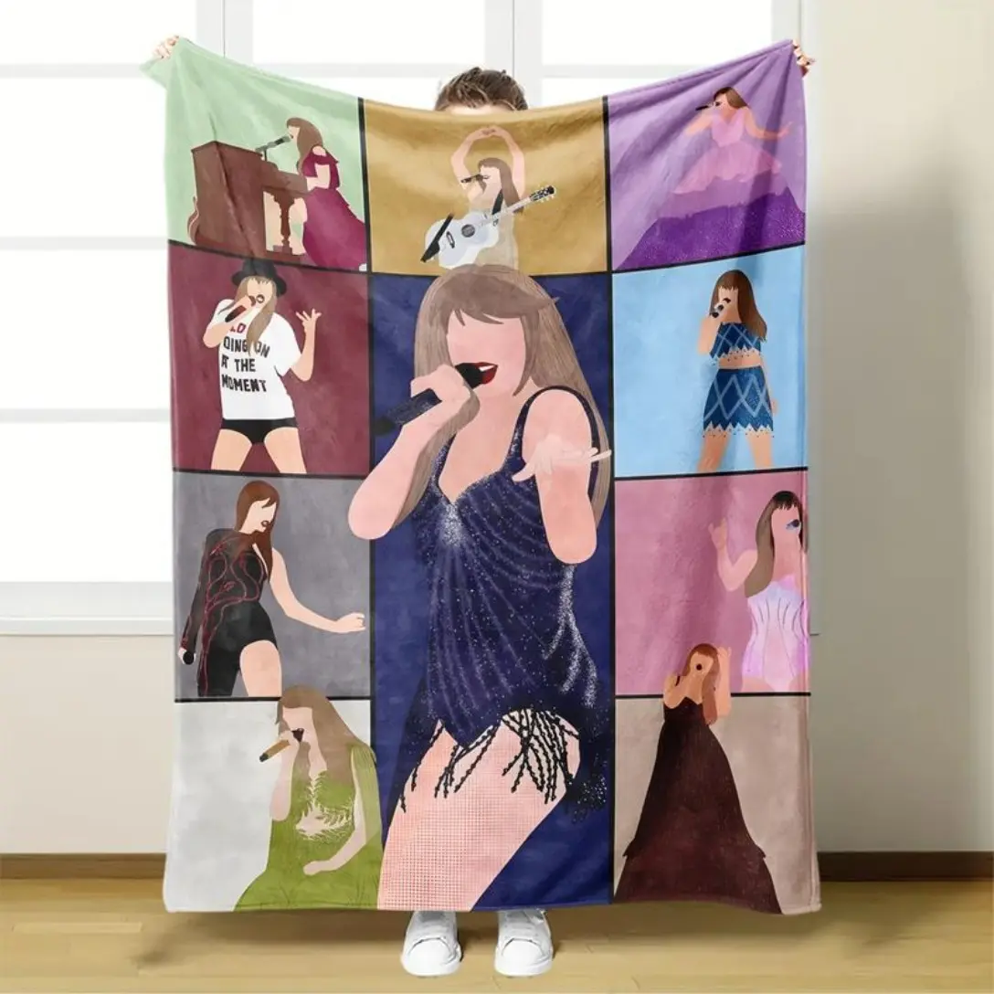 Tay Tay Eras Tour Throw Blanket, Pop Singer Concert Costumes, Cozy Soft Warm Flannel Plush Blanket for Sofa Couch Bed Travel  Christmas gift Dream Weave Home