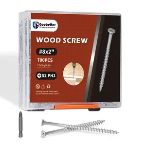 Self-Drilling Wood Screws, Deck Screws, Countersunk Construction Screws Assortment, S2 PH2 Phillips Drill Bit Included, Rust-Resistant for Treated Wood, Gray
