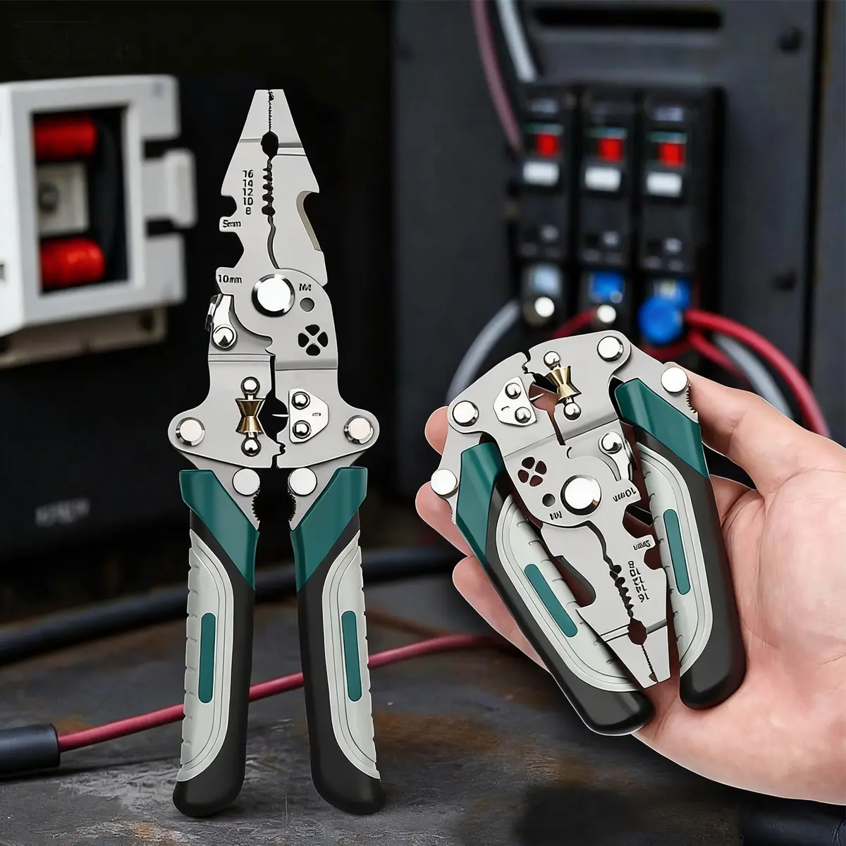 18 in 1 Multi Tool Multifunctional Folding Pliers Heavy-Duty Collapsible Electrician's Wire Stripper, Crimper, Wire Stripping Pliers & -Grade High Carbon Steel Tool Suitable for All Electrical Work, Precision Wire Strippin Hardware Hand Tools