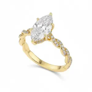 18K Gold Plated S925 Gorgeous 3CT Marquise Shape D Color VVS1 Ring for Women – 925 Sterling Silver Engagement & Anniversary Gift 5A Cubic Zirconia