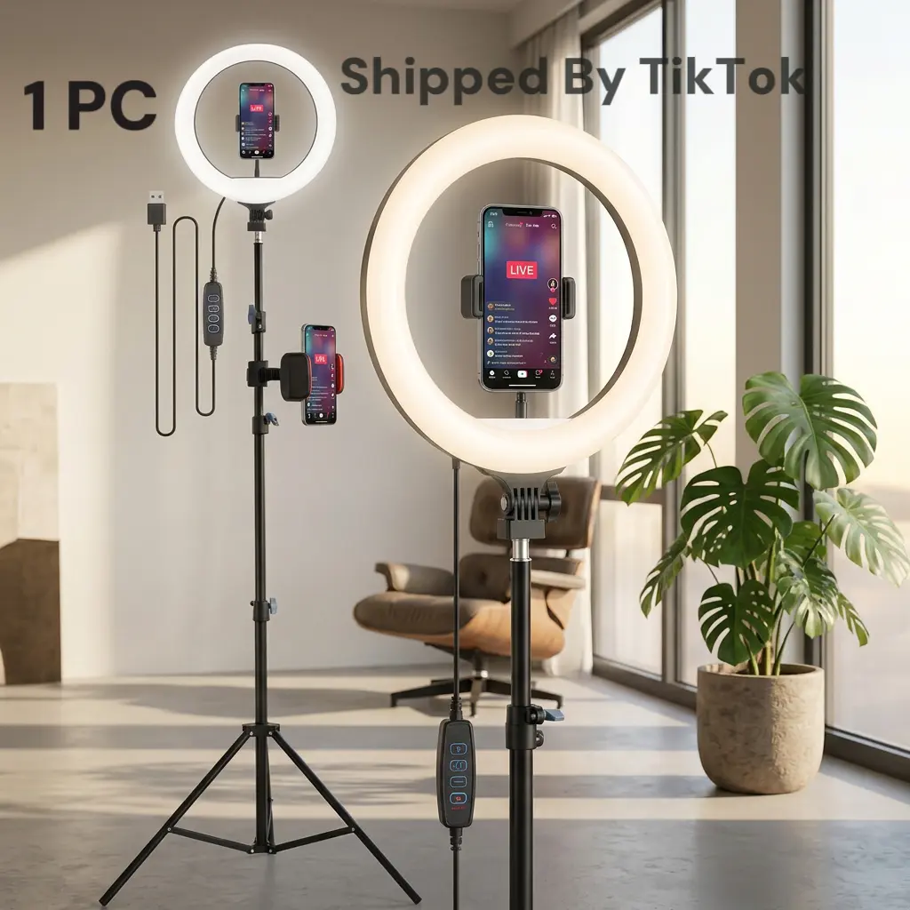 12" LED Ring Light Kit with 71" Adjustable Tripod, Phone Mount, Dimmable Selfie Lamp for Mobile Accessories, Live Streaming, Video Calls, Different Shooting Positions, Streaming Equipment #tiktokshopbacktoschool #sohochic