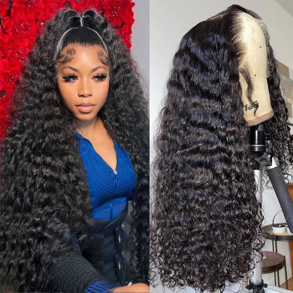 Bling Hair Deep Wave 13X6 HD Transparent Lace Frontal Wig Human Hair 30 34 Inch 13X4 Kinky Curly Lace Front Wigs For Black Women