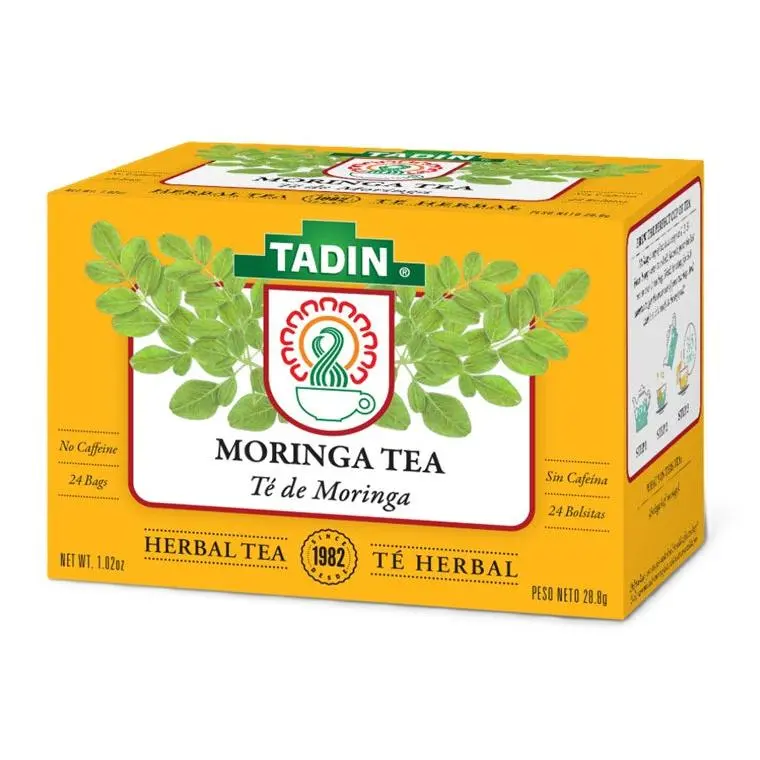Tadin Moringa Superfood Tea Beverage - Caffeine-Free, High-Protein, Citrus-Infused, Natural Ingredients - 24-Count Boxes (Pack of 6) for Adults