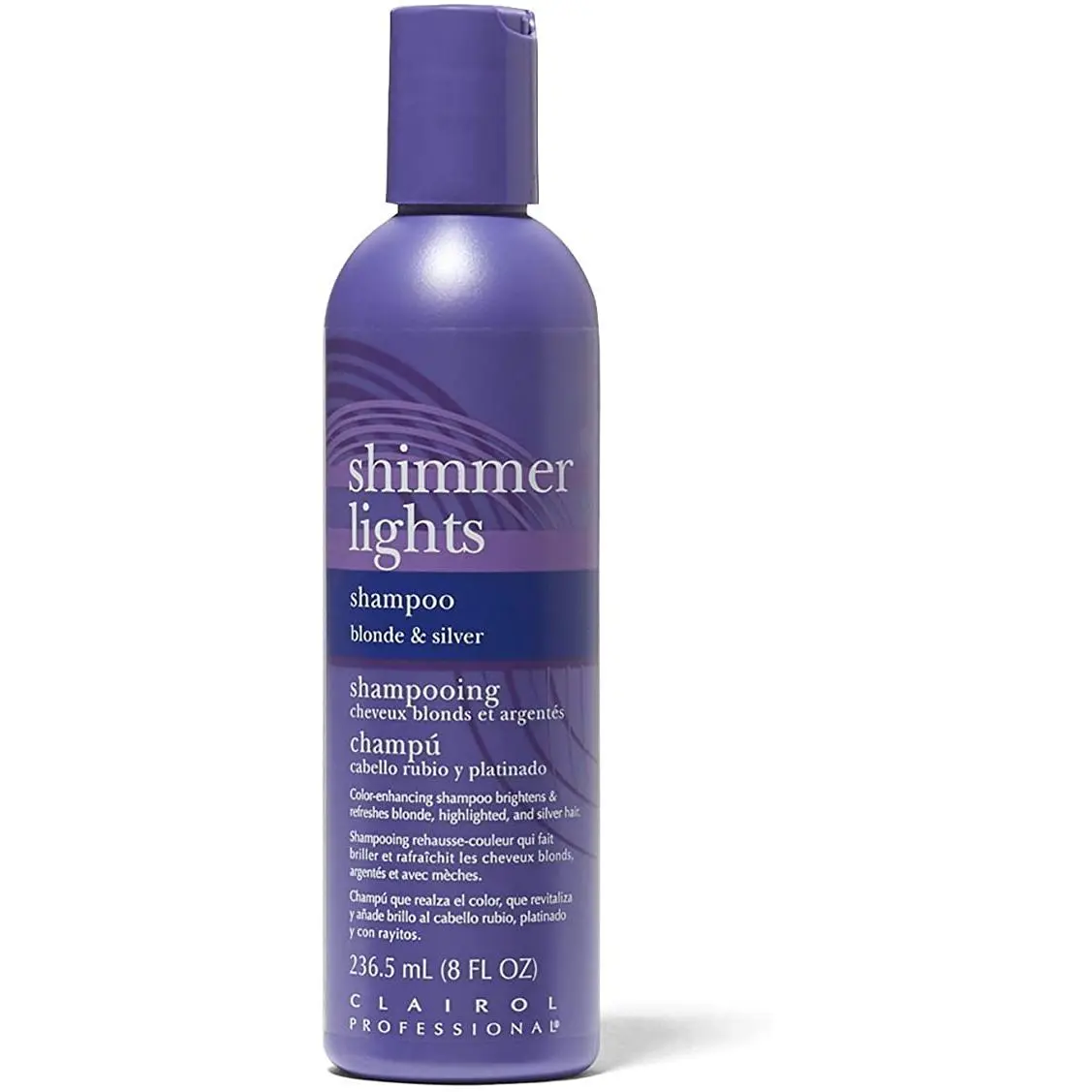 Clairol Shimmer Lights Gray Hair Shampoo - Brightening, Color-Depositing Haircare Cleanser for Dyed Blonde, Silver & Gray Hair, Neutralizes Brass & Yellow Tones, 8 oz, Color Depositing Shampoo, Silver Hair
