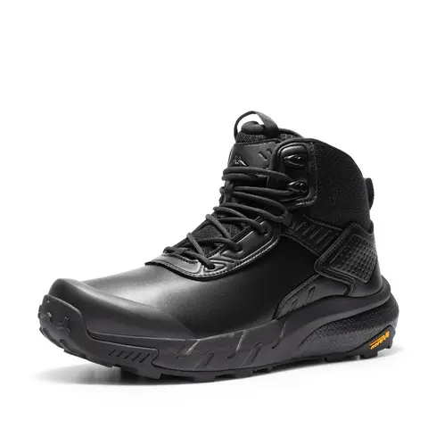 NORTIV 8 Men's Ankle-High Waterproof Tactical High Abrasion-Resistant Leather Boots - Lightweight, Velcro Closure, Dynamic 3-Sole System, Fabric & EVA Midsole Flex Cushion, for Camping, Jungle, Fishing, Cycling
