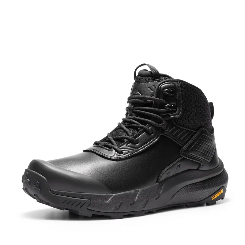 NORTIV 8 Men's Ankle-High Waterproof Tactical Leather Trekking Camping Shoes - High Abrasion-Resistant, Lightweight, Velcro Closure, 3-Sole System, Fabric & EVA Midsole Flex Cushion, for Camping, Trekking,outdoorfun