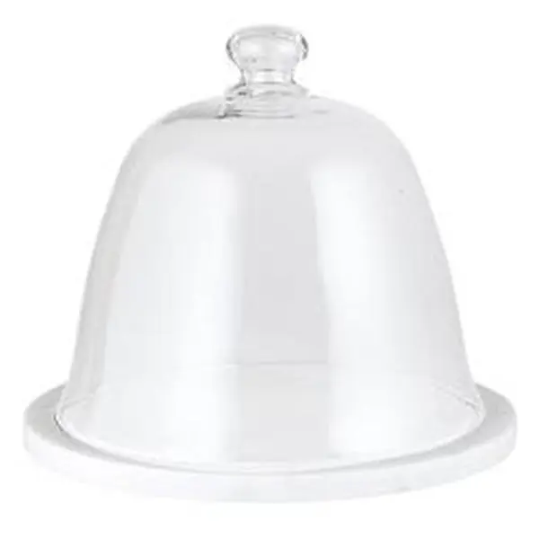 Christian Brands G2733 Stylish Dome Cake Plate, Marble & Glass, Pack of 2