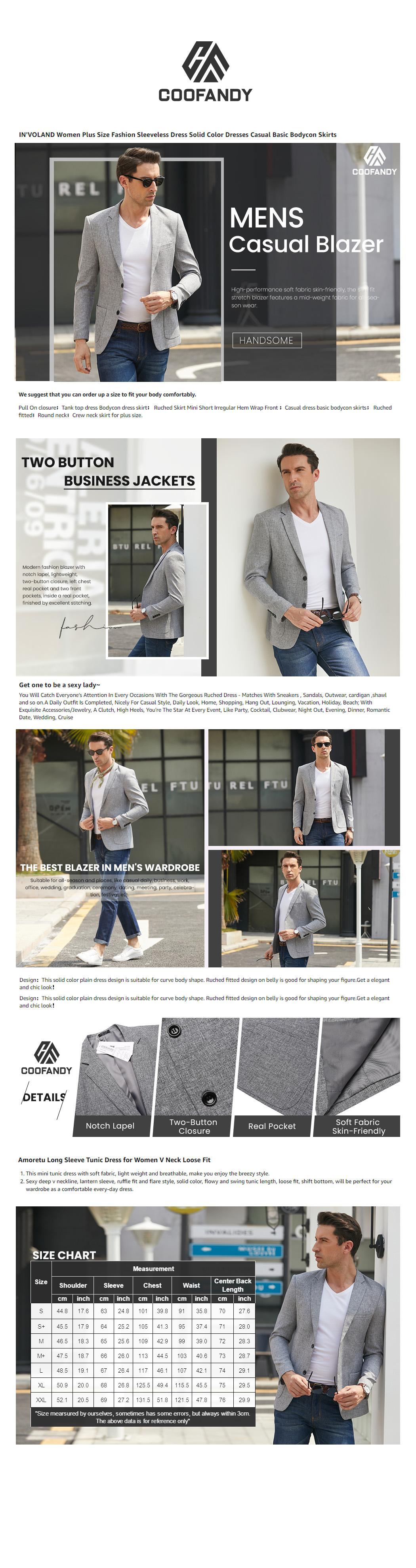 COOFANDY Fabric Menswear Casual Blazer Sport Coat Lightweight Two Button Business Jackets Soft Stylish Suit Fashion Linen Pocket Slim Fit Stretch Long Sleeve Plain