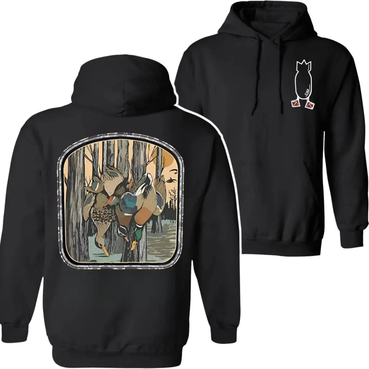 Waterfowl Hunting Bomb Hoodie, Professional Waterfowl Hunter Apparel Hoodie, Old School Wood Duck Forest Graphic Pullover Hoodie, Classic Dive Bomb Industries Statement Hoodie