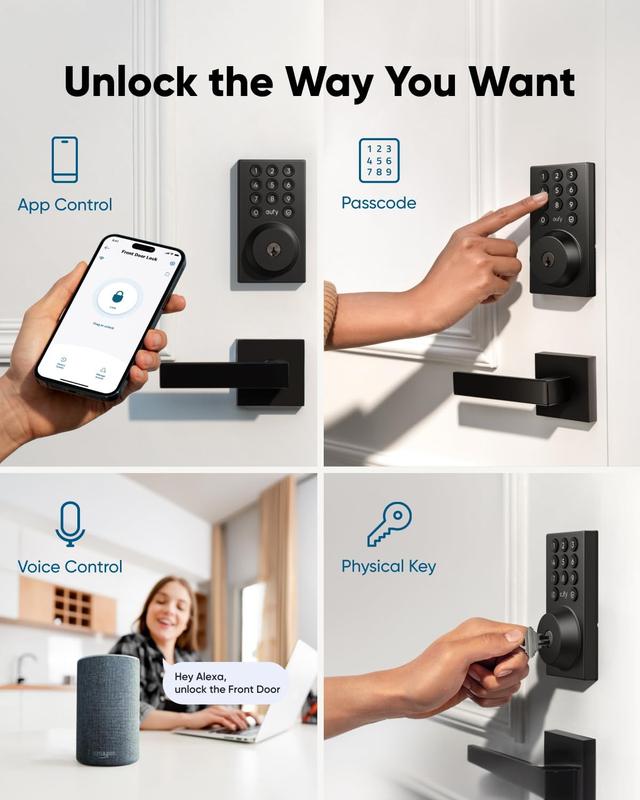 eufy Security Smart Lock C30, Keyless Entry, Built-in WiFi Deadbolt for Front Door, No Bridge Required, Easy Installation, App Remote Control, Auto Lock｜Spingtok