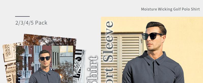 ZITY Men's Polo Shirt 3 Pack Short Sleeve Sports Golf Tennis T-Shirt with Pocket Moisture Wicking Technology for Medium Size Black Blue Gray Athletic Workout Clothing Casual Sportswear