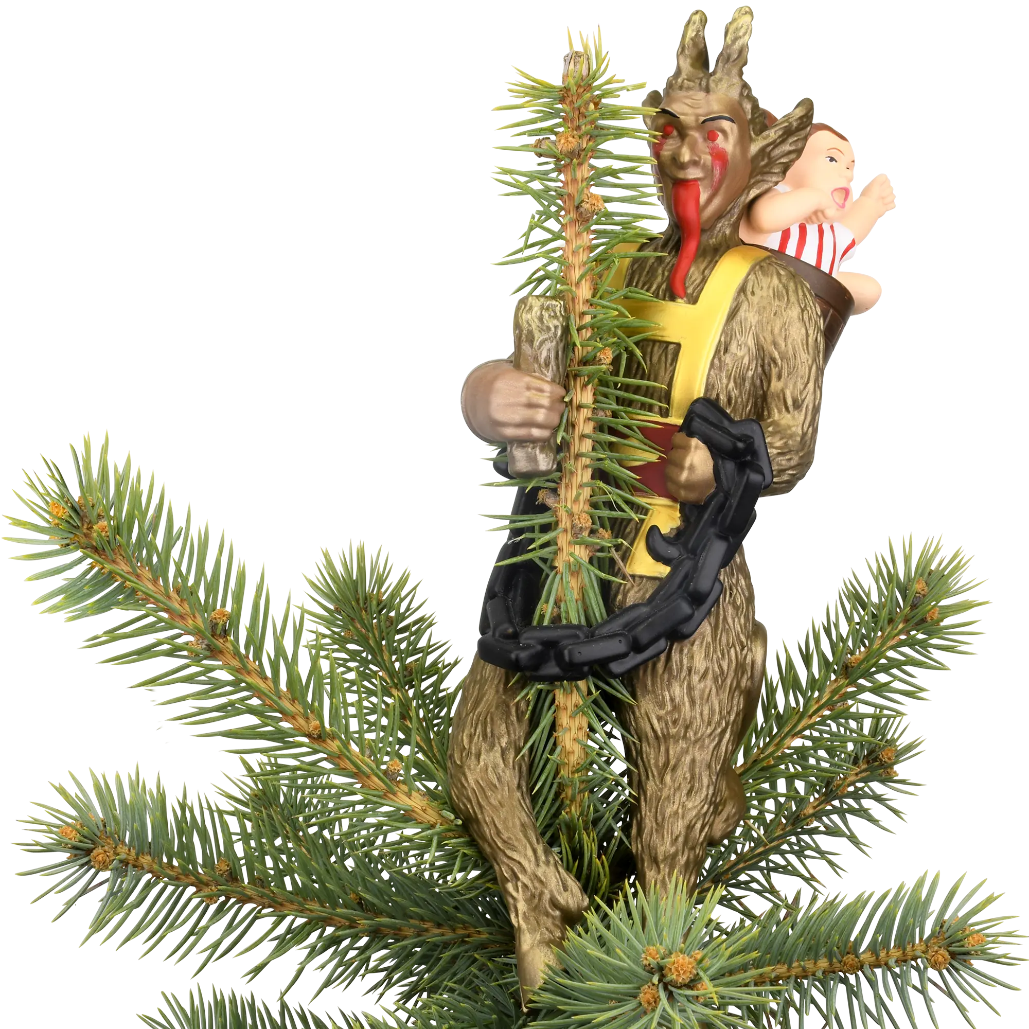 Creepy Krampus 10 in Hand-Painted Christmas Tree Topper - Unique Handmade Christmas Tacky for Festive or Scary Occasions - Halloween indoor spooky home decor props