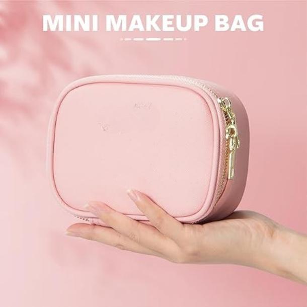 [New Deal] Small Makeup Bag Travel Train Case with Mirror and Light Mini Travel Make up Train Case Cosmetic Organizer Adjustable Brightness Toiletry Bag Portable Artist Storage