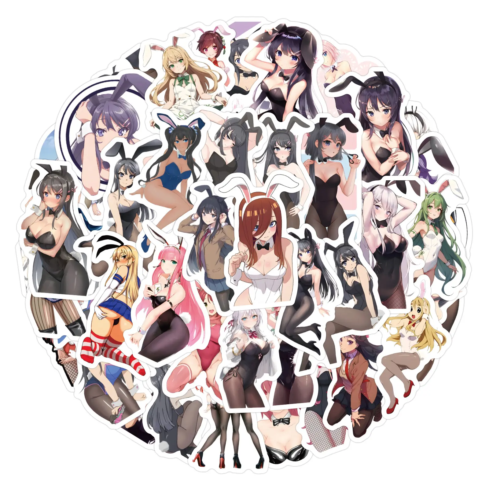 60 Pcs New Style Bunny Girl Graffiti Stickers, Anime Sticker, Sticker For Cars, Beautiful Girls Car & Luggage Decals, Automobile Decals, Trendy Design for Personalization