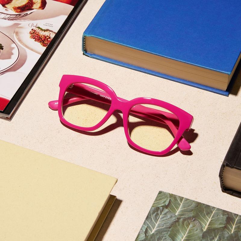 DIFF Ava Bubblegum Pink Blue Light Readers - Cute Square Chunky Lightweight Frame