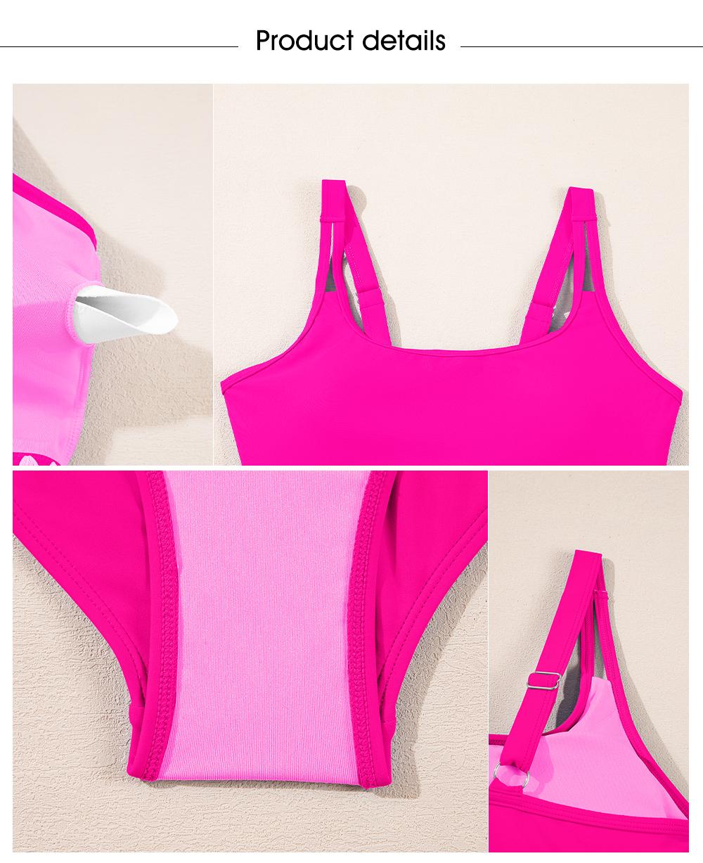 Aleumdr High Waisted Bikini Sets for Women 2 Piece High Cut Swimsuit Color Block Push Up Sporty Bathing Suit Sport Swimming Clothing Beach Tummy Control Swimwear SpringStatements