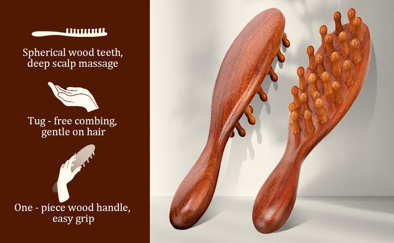 【Valentinesdaygift】Loc Brush for Dreads, Comfortable Massage Comb, Scraping Massage Tools Wide Tooth Comb, Elegant Wood, Love At First Find