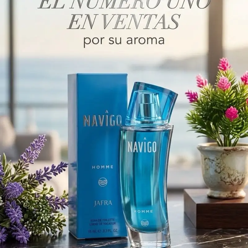 Jafra Navigo Homme Para Caballero 3.3 oz - Eau de Toilette con Notas de Bergamota,  Cedro y Violeta Floral Floral