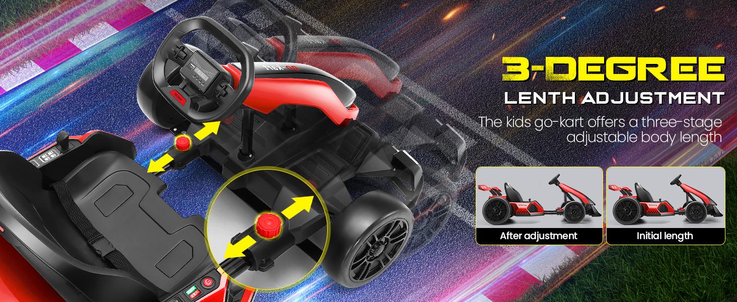 Hikole Electric Go Kart for Kids, 24V Drift Cart with Adjustable Seat, 3 Speed Mode, Fast 300W Motor, 8.5 MPH, EVA Tires, Ride on Toys for Kids 6-12 Years Old