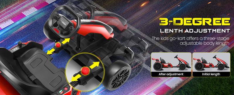 Hikole Electric Go Kart for Kids, 24V Drift Cart with Adjustable Seat, 3 Speed Mode, Fast 300W Motor, 8.5 MPH, EVA Tires, Ride on Toys for Kids 6-12 Years Old