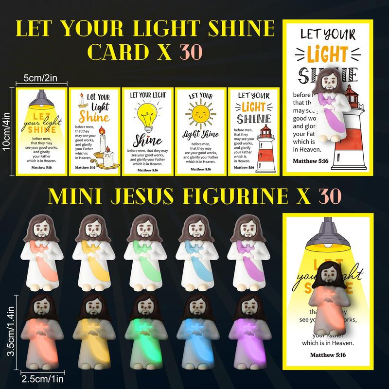 30 Sets Mini Jesus Glowing Easter Jesus Figurines Religious Easter Theme Party Favors Original Design Sunday School Gift Easter Egg Stuffers Employee Appreciation Gift Creative Gift for Christian Baptism Family Friends
