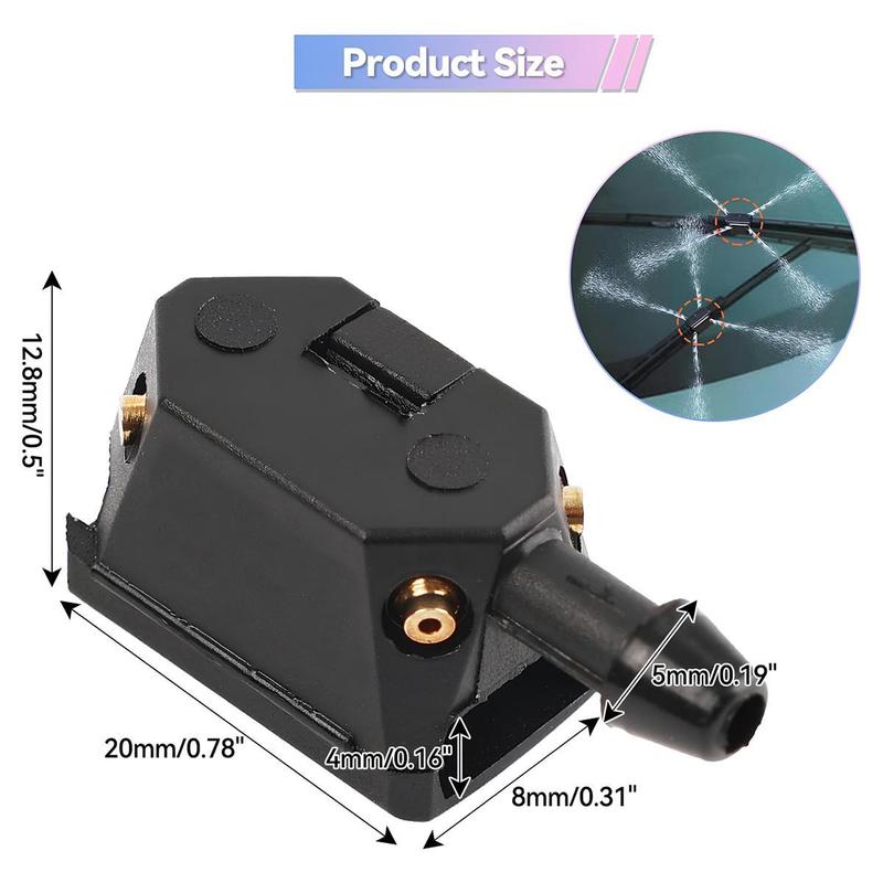 PUKEGM 2PCS Front Windshield Washer Nozzles,4 Holes Car Windshield Washer Wiper Arm Sprayer,Auto Left Right Windshield Washer Squirter Nozzle Replacement,Universal Vehicle Accessories
