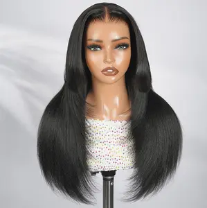 [200% Density] Wiggins Hair Glueless Wig Layered Cut Yaki Straight 13*4 Long Lace Front Wigs & Bob Wig & 7*5 Lace Closure Wigs Human Hair Ready To Go Pre Cut Beginner Friendly