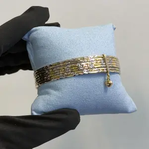 14K TRI COLOR GOLD SEMANARIO 7 DAY BANGLE 7 PCS BANGLES SET - HEART CHARM - CONNECTED