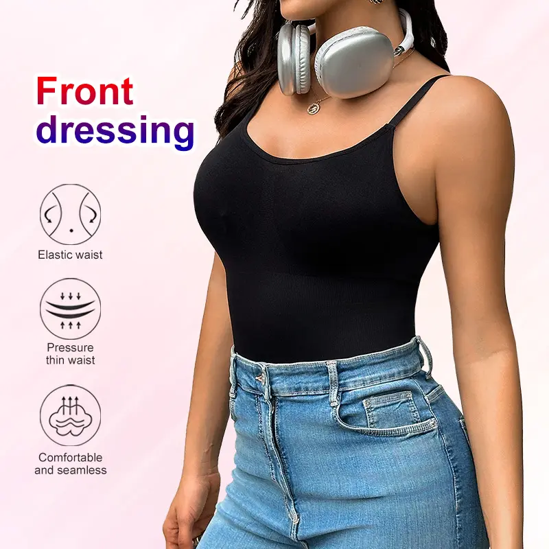 Seamless One-Piece Tummy Tucking Bodysuit Comfort Sleeveless Tops Shapewear for Women Soft Simple Comfy Sculpting Snatched Waistline Compression Womenswear Shapewear Bodysuit