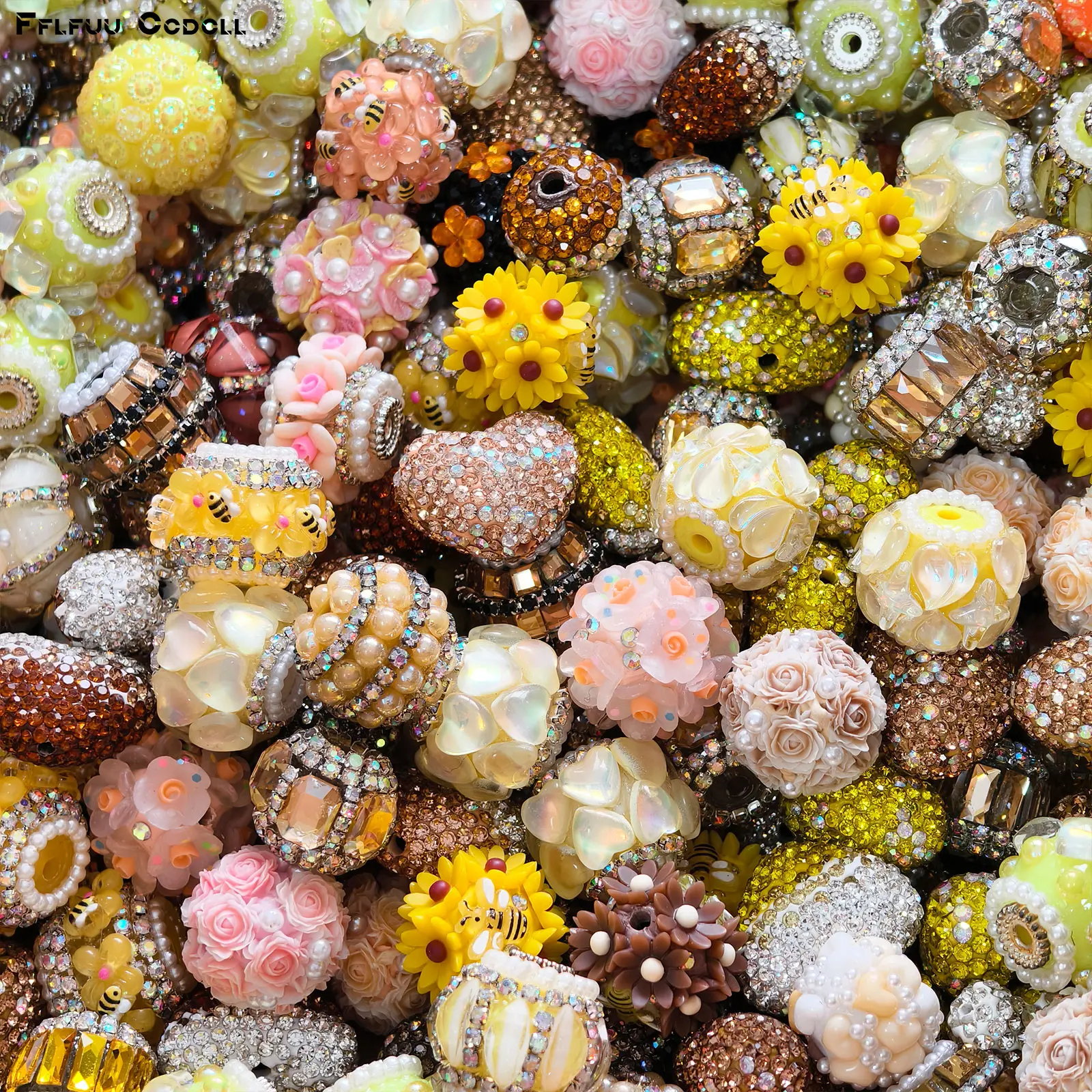 Mixed Style European Large Hole Beads For Jewelry Making, Colorful Resin Flower Beads Rhinestone Pearl Beads Set For DIY Bracelets Necklaces Charms, Handmade Beading Supplies For Women Girls, Bracelet Making Accessories, DIY Craft Jewelry Beads Kit 10pcs