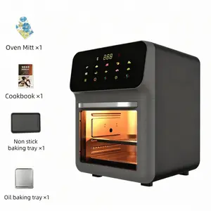 3.4-gallon large-capacity air fryer | 1200W electric fryer with touch screen, oil-free cooking, making French fries and bread, multi-function, 110-130V US plug, PP material, fashionable design