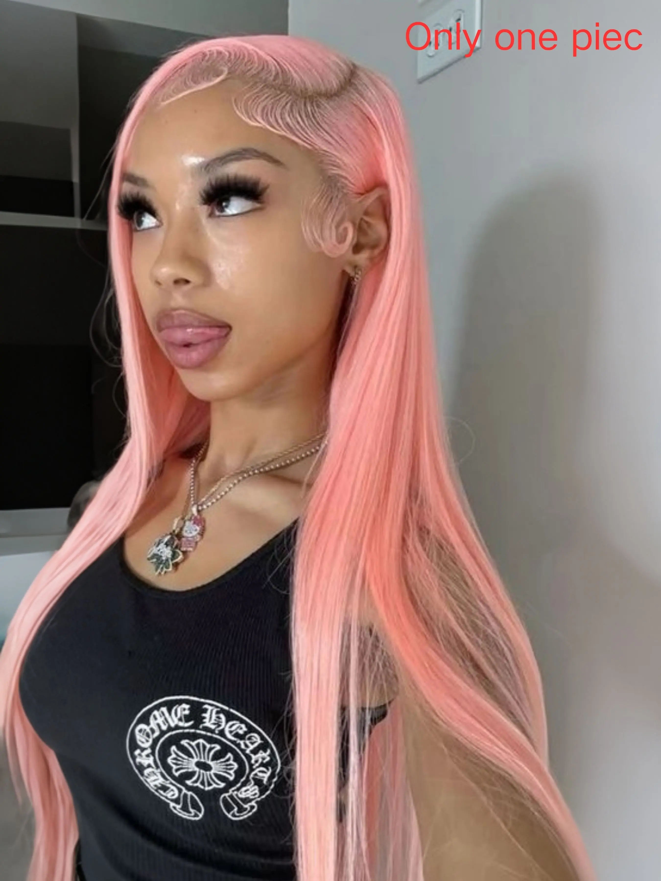 28 Inch Pink Long Straight Synthetic Lace Wig, 13×4 HD Lace, Glueless Design, Pre-Plucked Baby Hair, Suitable for Daily, Party and Concert Use, Lace Front Wigs
