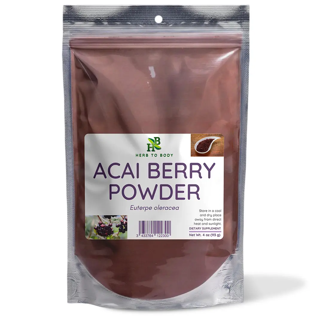Acai Berry Powder - 4oz (113 G) | Health & Nutrition Wellness Supplement, Powdered Dietary Drink Mix | Herb To Body
