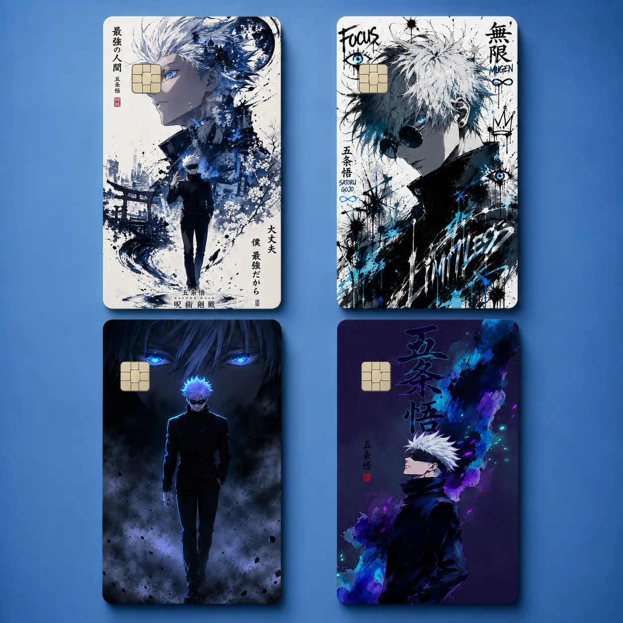 White Hair Anime Hero Card Skin Sticker – Dark Sorcerer Aesthetic Waterproof Vinyl Cover for Debit/Credit Card