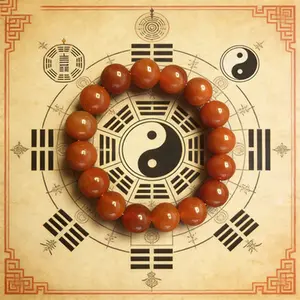 Red Agate Bracelet Feng Shui - Natural Crystal Bracelet for Wealth Attraction, Evil Dispelling and Emotional Calm, Lucky Bracelet for Women Men